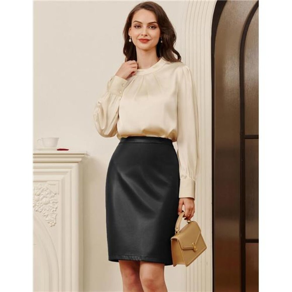 Vegan Leather Skirt for Women Black - Picture 3 of 6